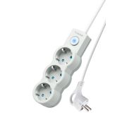 Удлинитель 3х3м с заземл. IP20 с выкл. 10А 2200Вт 220В защ. шторки ПВС 3х1 бел. КОСМОС YKsm3m-3g-Z-V10A-W