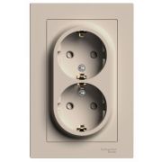 Розетка 2-м. AtlasDesign 16А с заземл. со шторками в сборе песочн. SE ATN001226