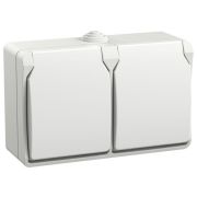 Розетка 2-м ОП Форс РСб22-3-ФБ 16А IP54 с заземл. защ. шторки бел. IEK ERS22-K01-16-54-DC