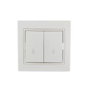 Переключатель проходной 2-кл. СП Mira 10А IP20 с бел.вставкой бел. LEZARD 701-0202-106
