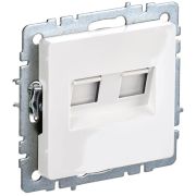 Розетка компьютерная двойн. СП RJ45 кат.5E BRITE РК10-2-БрБ механизм бел. IEK BR-K20-1-K01