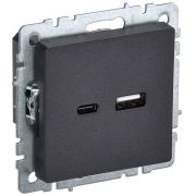 Розетка BRITE USB A+C 18Вт РЮ11-1-БрЧ механизм черн. IEK BR-U22-018-K02